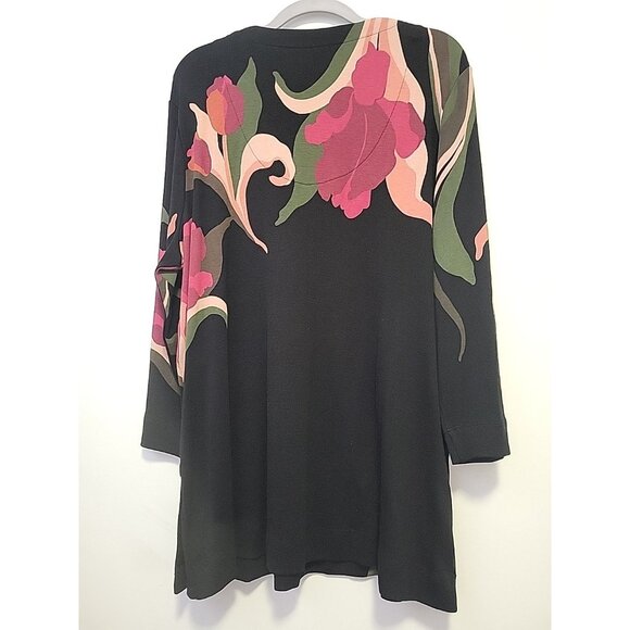 Chico's 3 Swirl V-Neck Tunic Pima Cotton Black Burgandy Green XL NWT - Picture 5 of 6